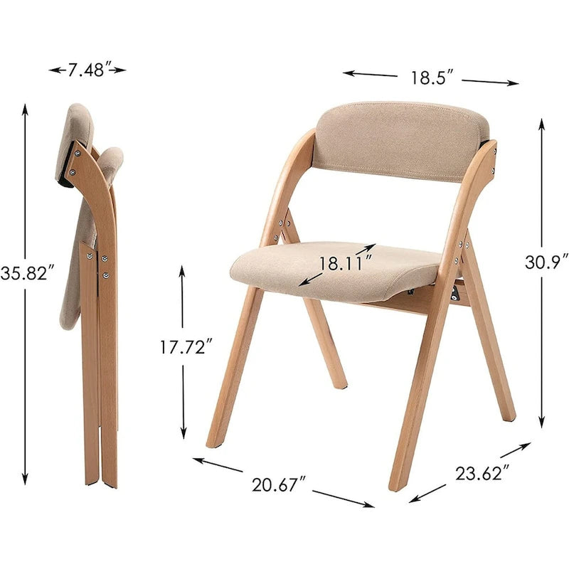 Sedie Pieghevoli Impilabili da Pranzo in Legno con Seduta Imbottita (Set da 4)