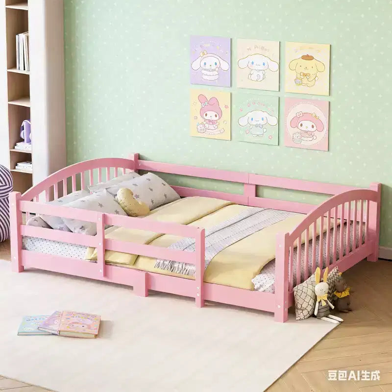 Luxystar Letto Montessori Matrimoniale a Profilo Basso con Sponde di Sicurezza e Testiera