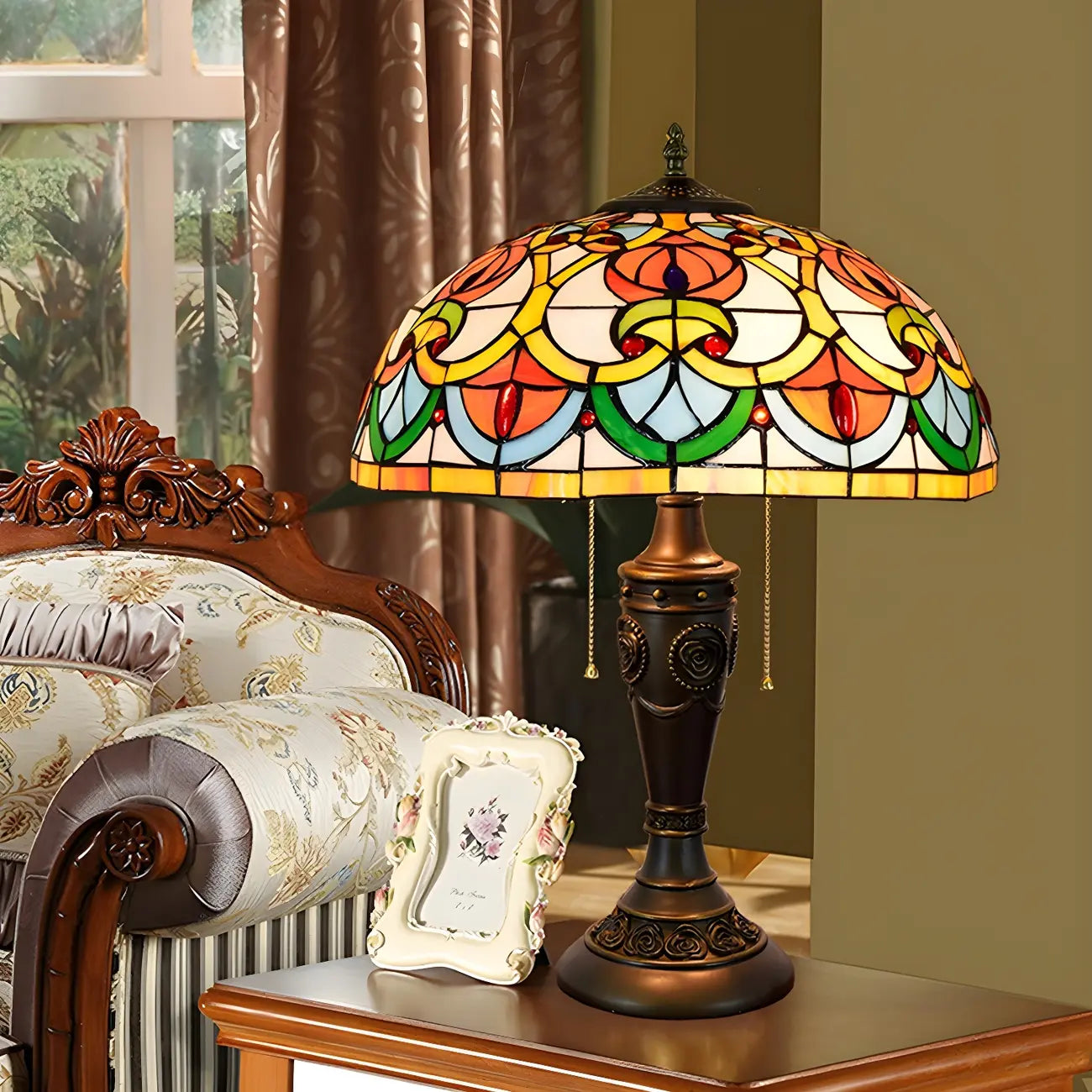Lampada da tavolo HomeyFad a 2 luci, vintage, con cupola in vetro inossidabile