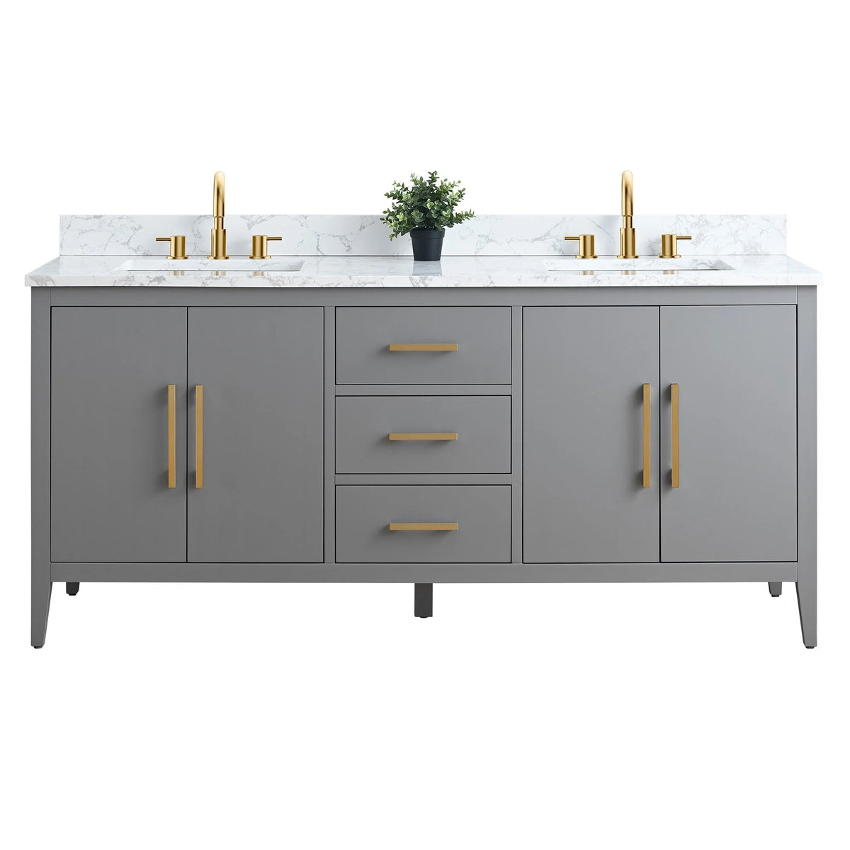 Mobile lavabo doppio Vanity Art 72 per bagno con piano in marmo composito