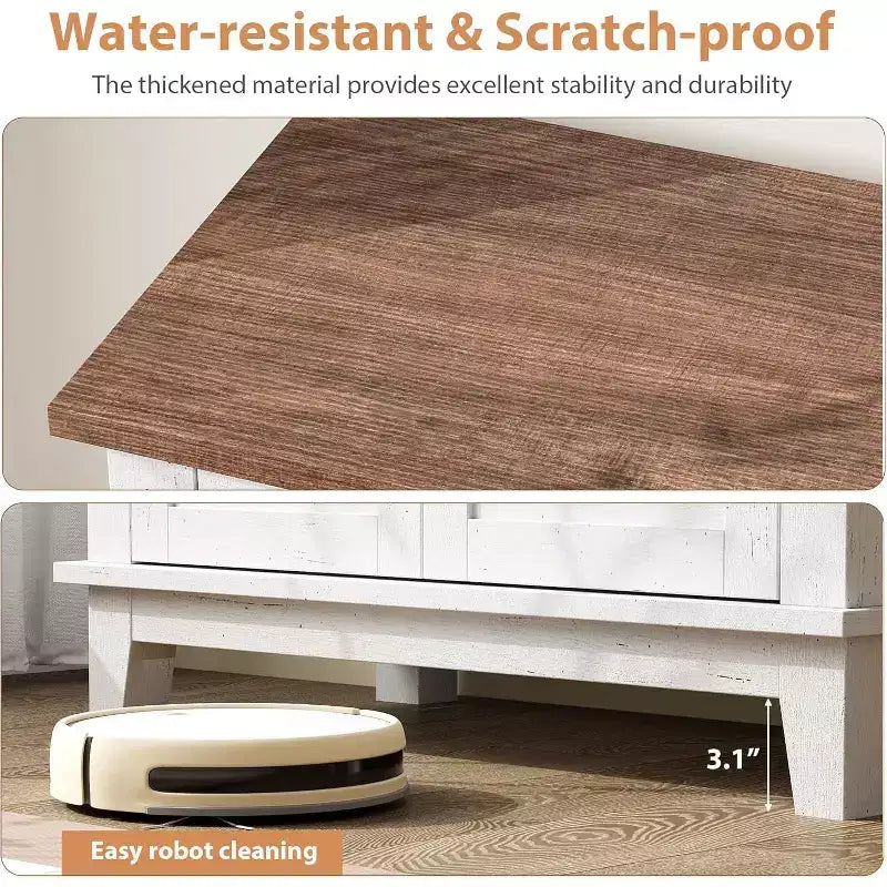 Mobile Contenitore Rustico da 80 cm, con Ante a Doghe, 3 Ripiani Regolabili, Armadietto a Doppia Anta, per Cucina, Sala da Pranzo e Ufficio Domestico
