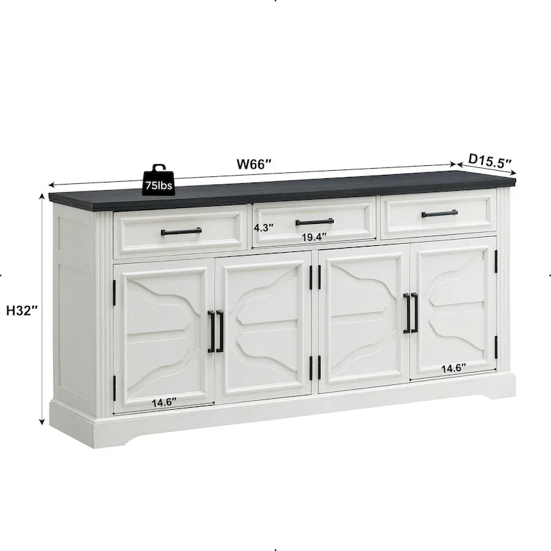 Credenza a Buffet da Fattoria, Mobile Bar per Caffè e Vino per Sala da Pranzo - N/A