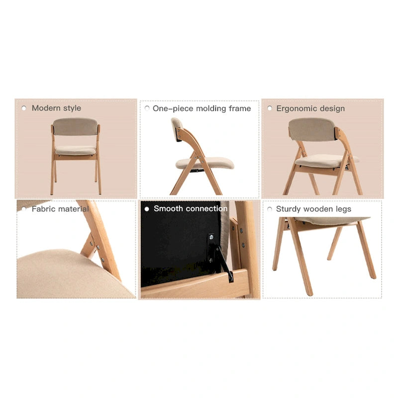 Sedie Pieghevoli Impilabili da Pranzo in Legno con Seduta Imbottita (Set da 4)