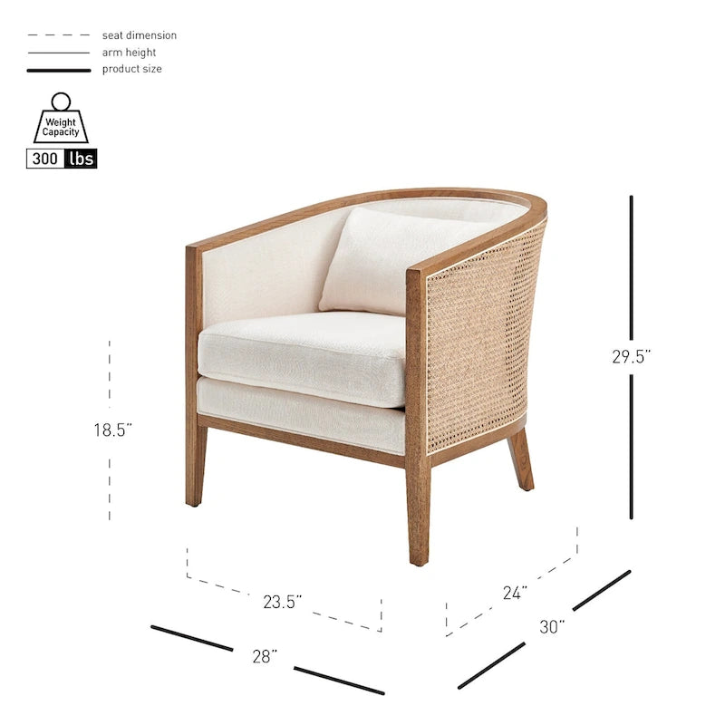 Poltrona d'Appoggio in Lino Tillman con Rattan