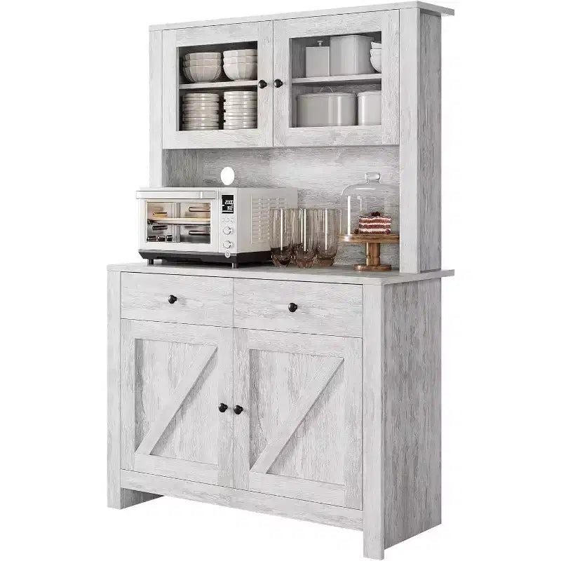 Mobile Dispensa da Cucina con Supporto per Microonde, Credenza con Mobile Buffet e Ripiani Regolabili, per Cucina, Sala da Pranzo