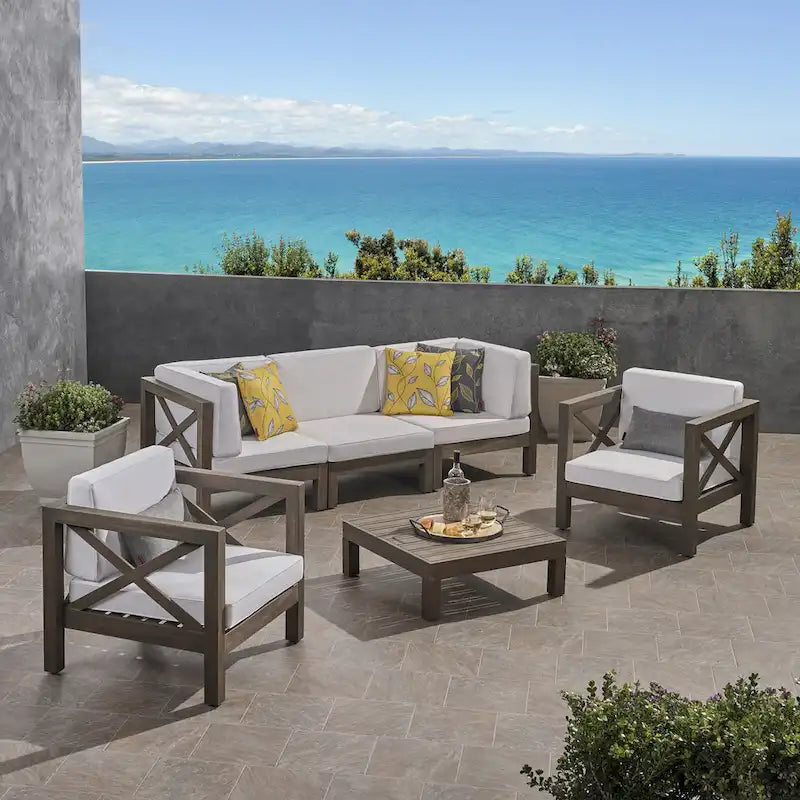 Set da conversazione Brava Outdoor a 6 pezzi in legno di acacia di Christopher Knight Home