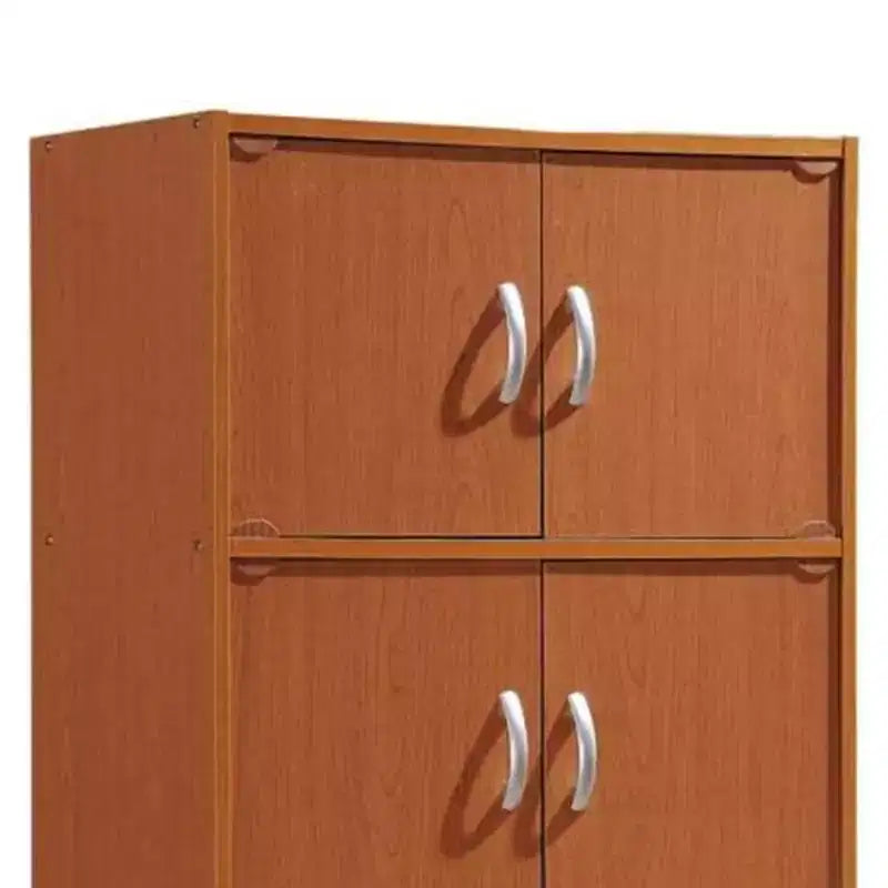 Hodedah HID44 Robusto armadio-libreria multiuso con 8 ante a montaggio a pavimento per casa e ufficio, finitura in legno di faggio
