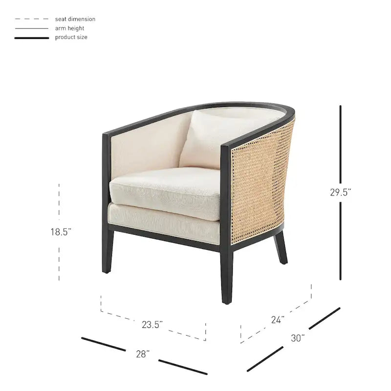 Poltrona d'Appoggio in Lino Tillman con Rattan