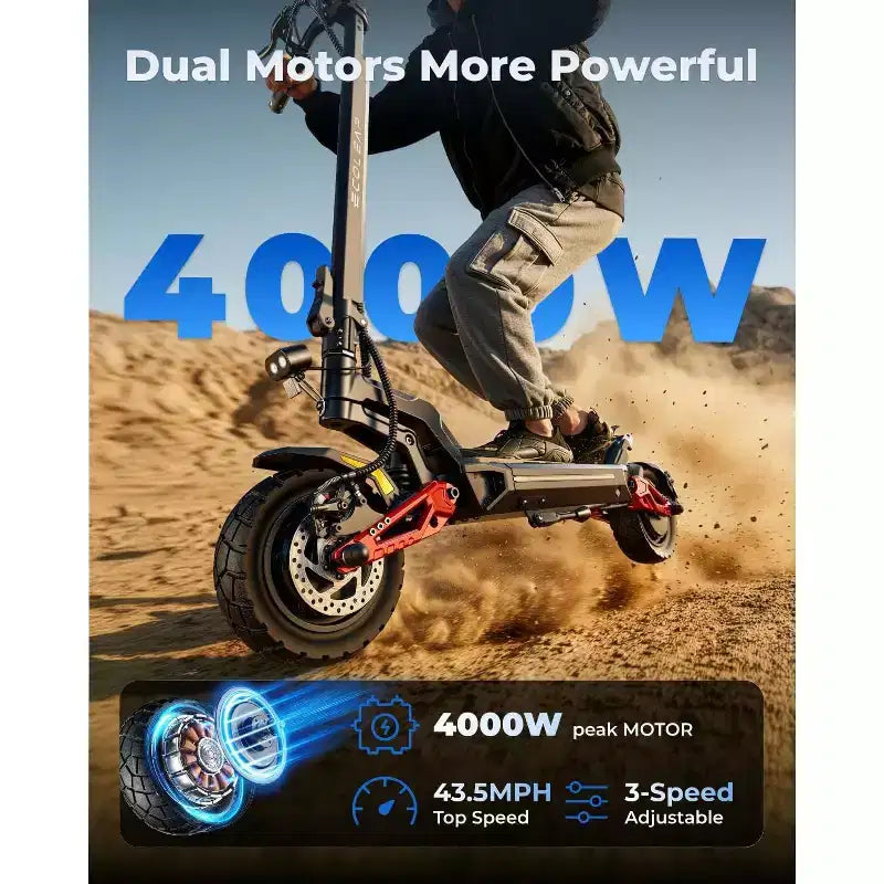 Monopattino elettrico ECOLEAP L7 PRO per adulti, doppio motore di picco da 4000W, 70 km/h, autonomia di 120 km, doppia sospensione, freni a disco anteriori e posteriori, UL