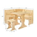 MUSEHOMEINC Set da Pranzo ad Angolo Nook in Stile Tradizionale a 3 Pezzi in Legno Massello con Panca Laterale, Set Tavolo Angolare con Contenitore Nascosto