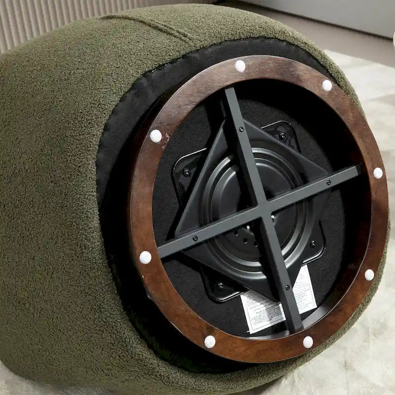 Poltrona Girevole Imbottita a Botte con Contenitore, Sedia Moderna da Salotto per Camera da Letto/Ufficio/Zone Lettura