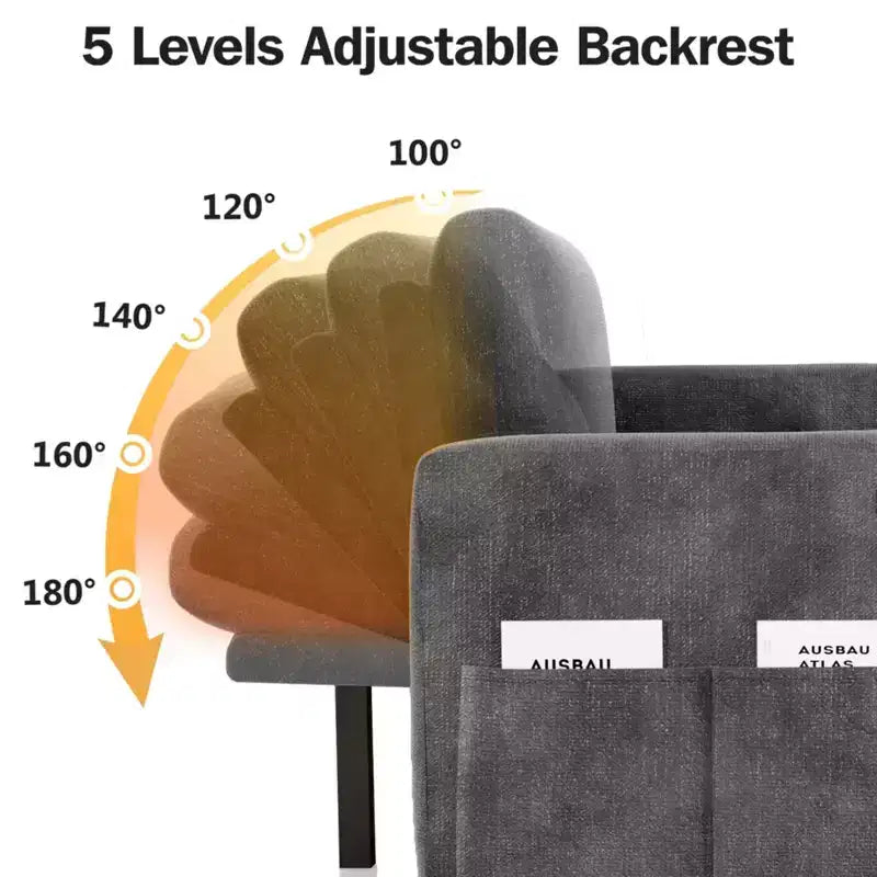 Divano Letto Estraibile 2 in 1 con Chaise Longue Contenitore, Divano Componibile in Ciniglia con Porte USB per Soggiorno