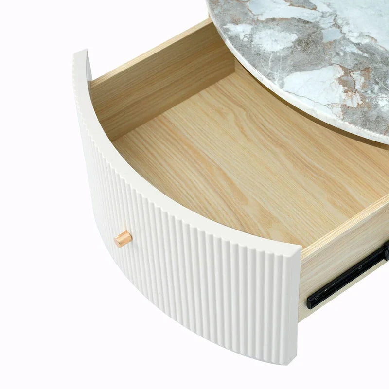 Tavolino da caffè rotondo moderno da 31,5" con ampio cassetto contenitore