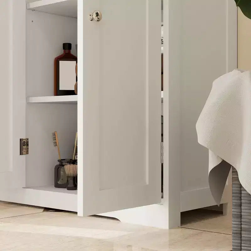 Mobiletto da Bagno HOMCOM con Ripiano Regolabile, Armadietto da Bagno Indipendente con 4 Cassetti e 2 Ante, Bianco