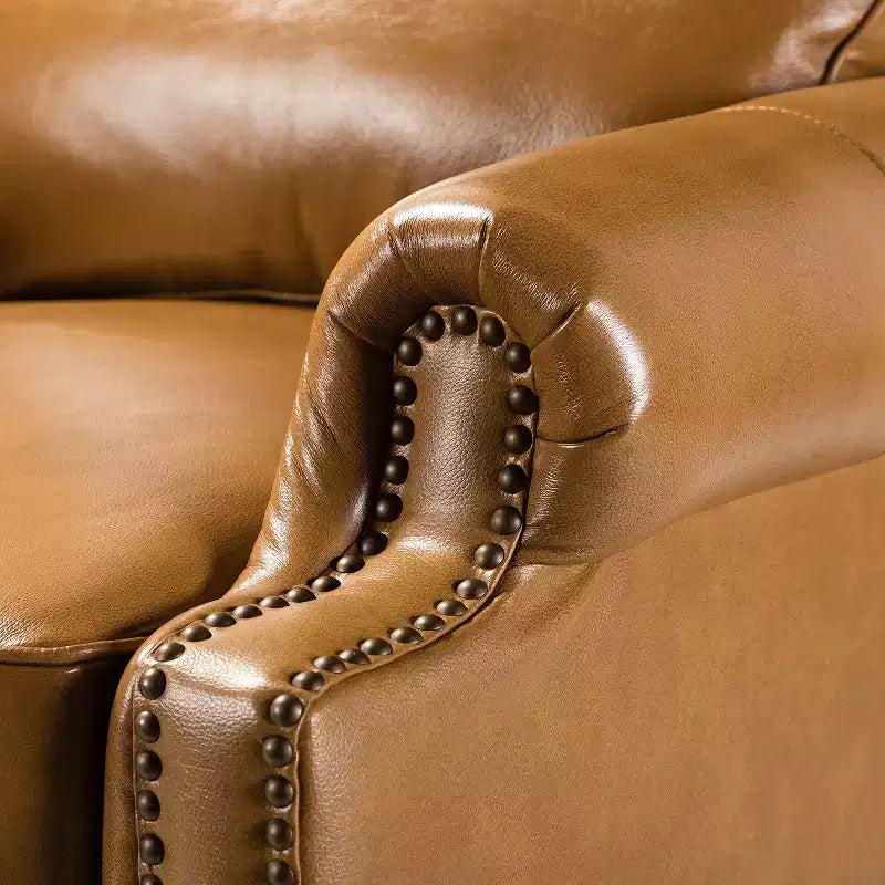 Set di 2 Poltrone Reclinabili Elisabete Moderne in Vera Pelle con Borchie Vintage per Salotto e Camera da Letto | ART OF LIVING DESIGNS