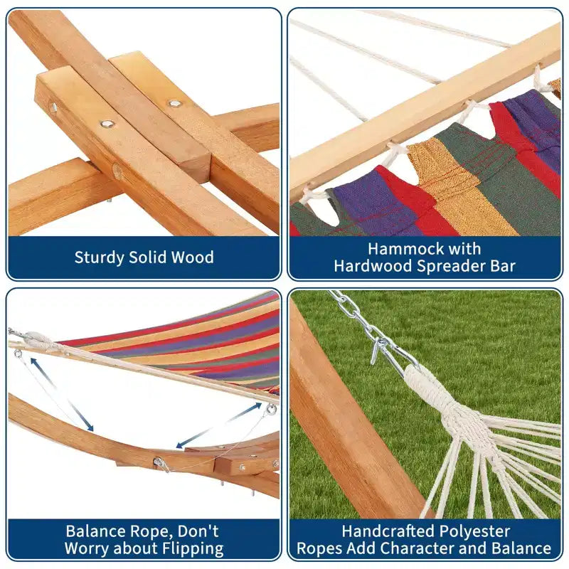 Supporto per amaca, in legno pesante per esterno, resistente alle intemperie, universale - 215 kg, curvo per patio, cortile, interni