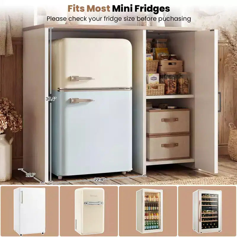 Mobile dispensa da cucina Besiost con spazio per mini frigo, mobile bar con ripiano contenitore