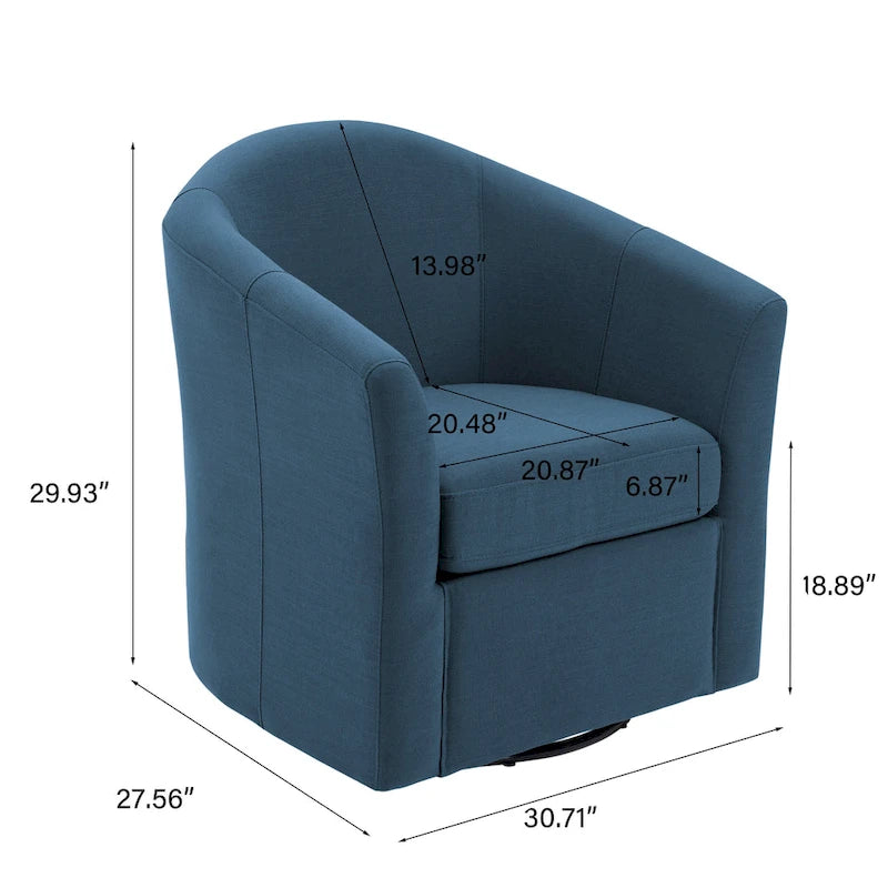 Set di 2 Poltrone Girevoli Moderne Imbottite a Barilotto, Poltrone Accent per Soggiorno