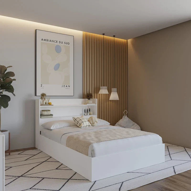 Letto a piattaforma Hunter con testiera