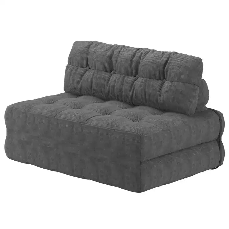 Canapé-lit futon pliant entièrement en velours côtelé, chaise de couchage convertible au sol avec oreiller et dossier