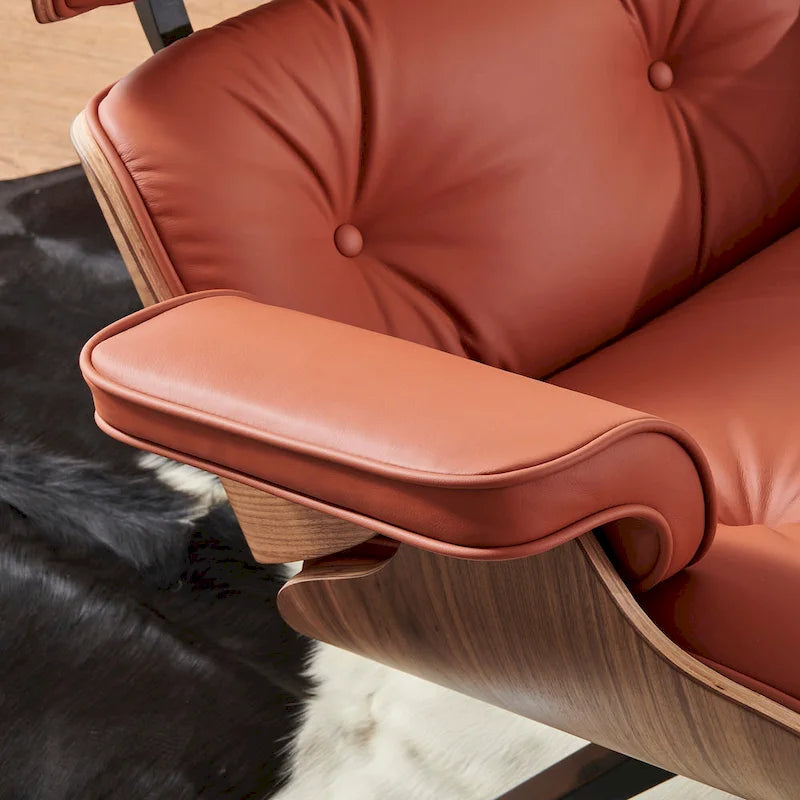 Poltrona reclinabile Mid-Century Modern in pelle