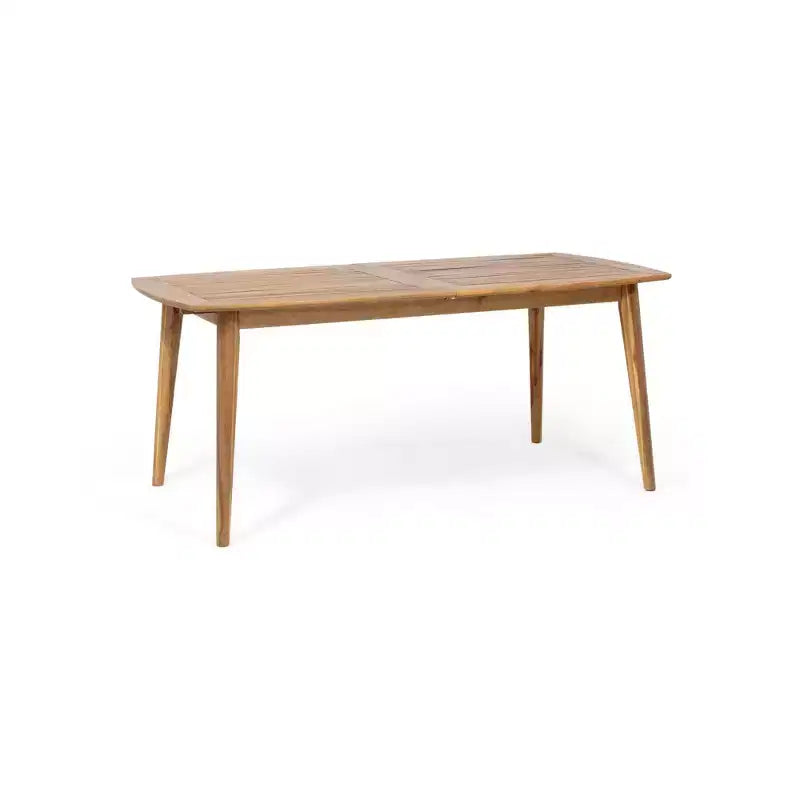 Set da pranzo da esterno allungabile da 7 pezzi con sedie impilabili, tavolo in legno di acacia