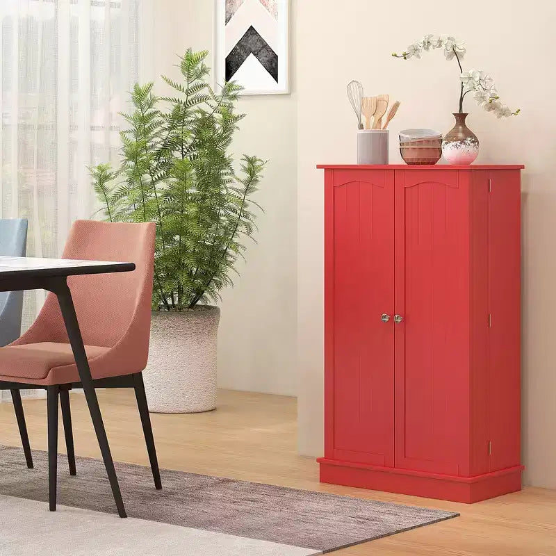 HOMCOM Dispensa da Cucina 41, Mobile Credenza da Cucina a 2 Ante con 5 Ripiani, 12 Portaspezie e Mensole Regolabili per Sala da Pranzo