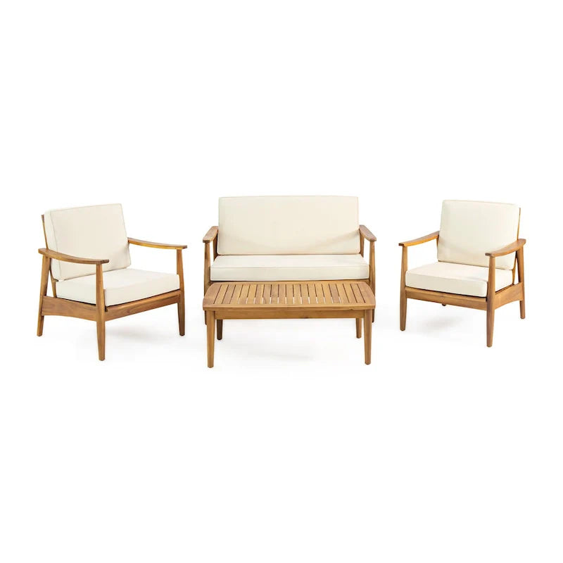 Salotto da esterno a 4 posti in legno di acacia Willowbrook di Christopher Knight Home