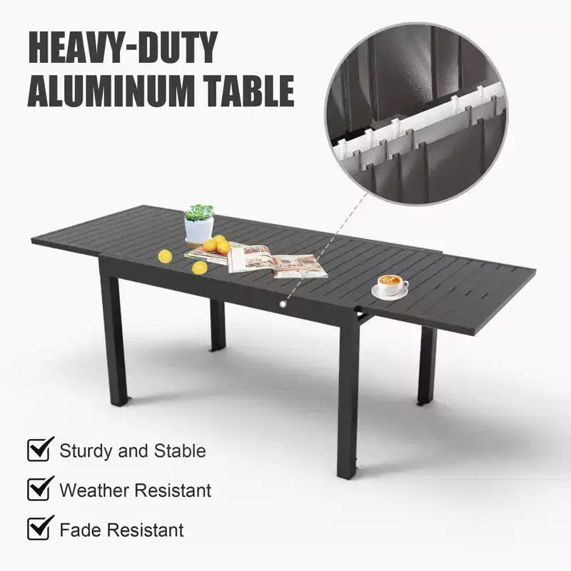 Tavolo da pranzo Okak in alluminio, estensibile per esterni, tavolo da cucina per sala da pranzo