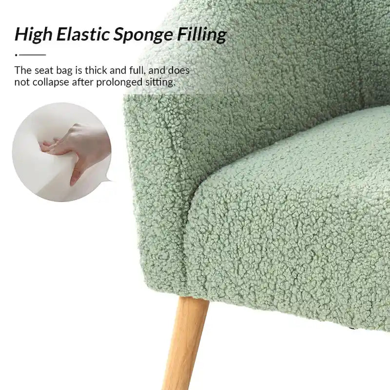 Poltrona Sheila Modern 30 W Boucle con gambe in legno massello, set da 2 di HULALA HOME