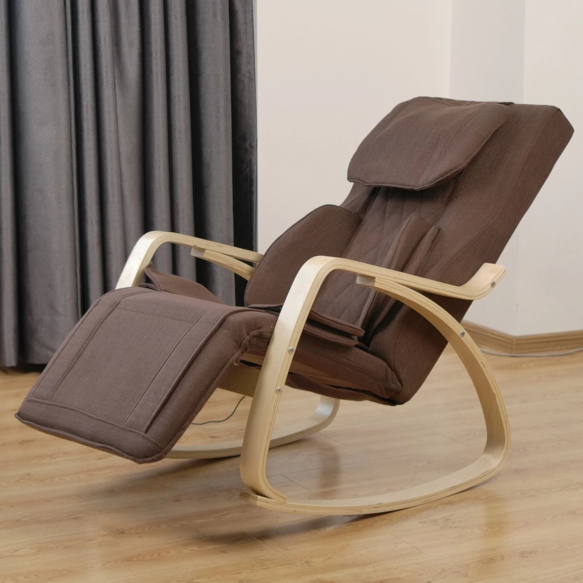 Poltrona reclinabile con funzione massaggio completo, sedia relax a pressione d'aria, sedia a dondolo regolabile con cuscino in tessuto di cotone