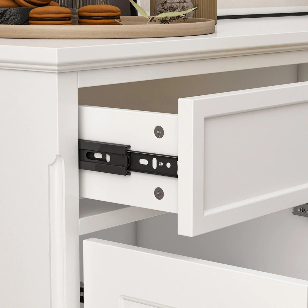 59.1'' Credenza Buffet Bianco Laccato Moderno Metà Secolo Contemporaneo