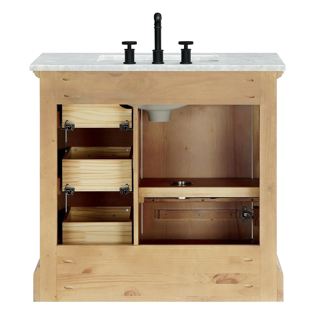Mobile bagno Hervas con top in marmo naturale senza specchio