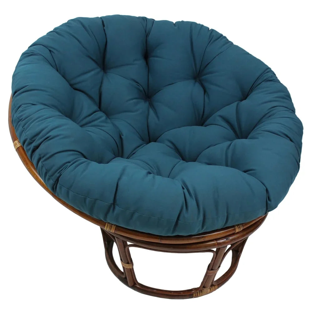 Poltrona Papasan Bali da 42 pollici in rattan con cuscino in twill