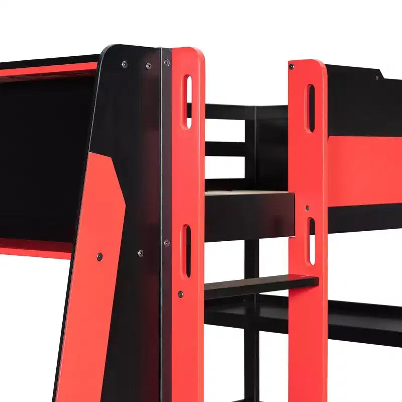Luxystar Letto a soppalco completo da gaming con scrivania, mensole e luci