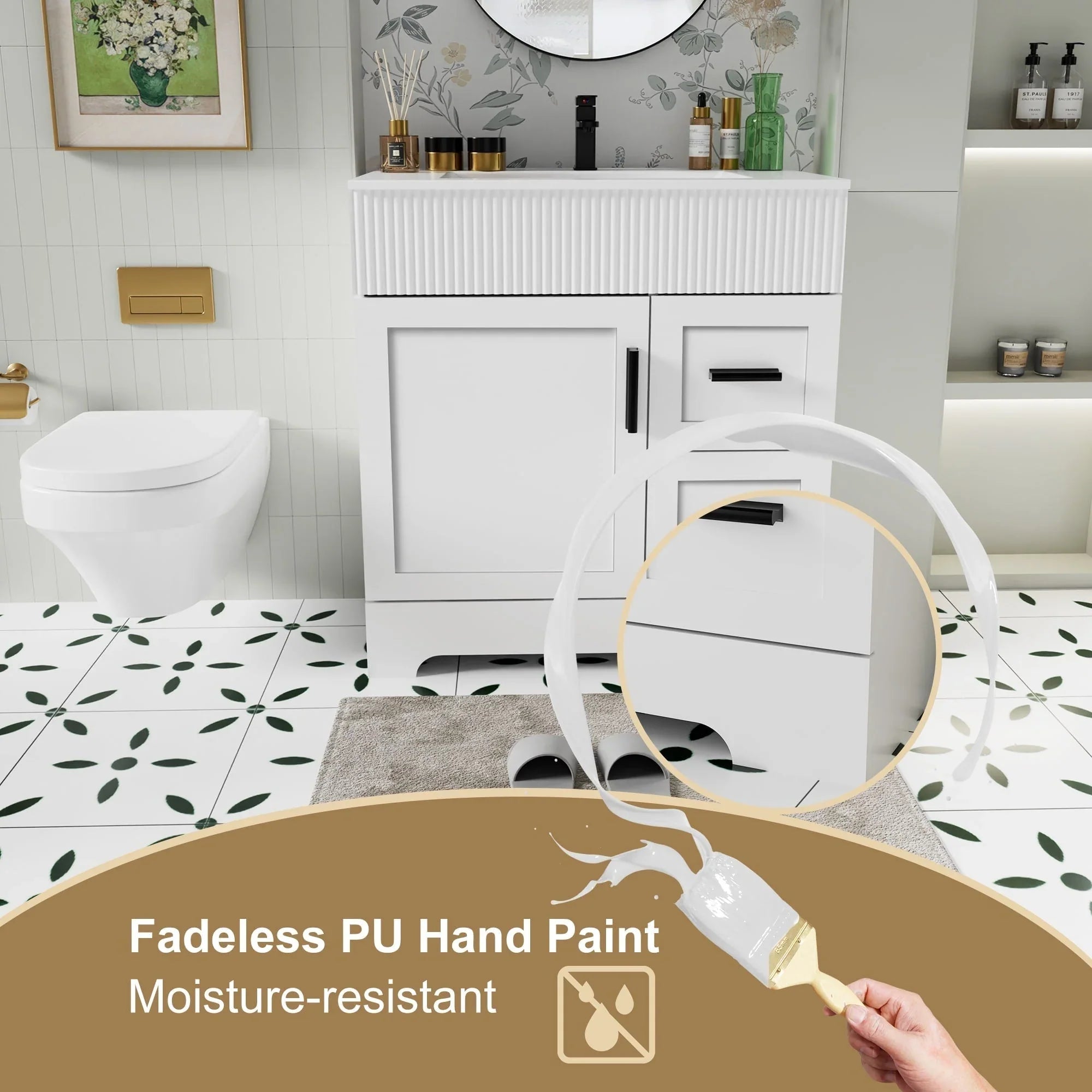 Mobile bagno 30/36/48 Wavy Line con lavabo e rubinetto