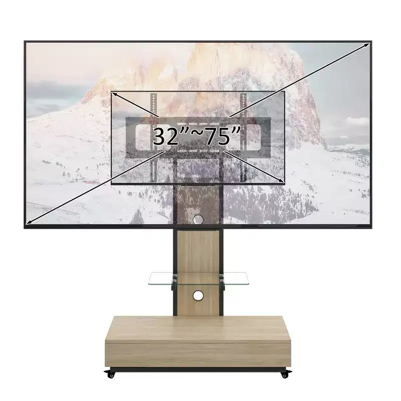 Mobile porta TV per televisori da 32-75 pollici, carrello TV mobile regolabile in altezza con cassetto e ruote per soggiorno, camera da letto, uffici -ModernLuxe