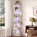 VECELO Étagère d'Angle Onde à 5 Niveaux, Étagère de Rangement Verticale Haute pour Petits Espaces et Salon, Blanche