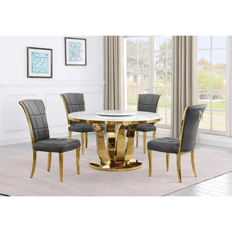 Best Quality Furniture D325-SC324-7 Set da pranzo rotondo da 5 pezzi