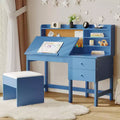 Set scrivania e sedia per bambini, tavolo da studio in legno con piano inclinabile regolabile, cassetti e bacheca in sughero - Set scrivania per lo studio dei bambini