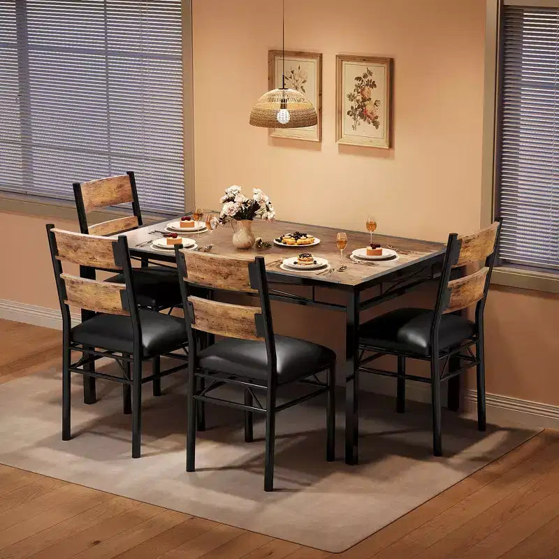 Set tavolo da pranzo per 4, con 4 sedie imbottite, set da 5 pezzi tavolo da cucina e sala da pranzo in legno con protezione angolare per cucina, appartamento, piccoli spazi
