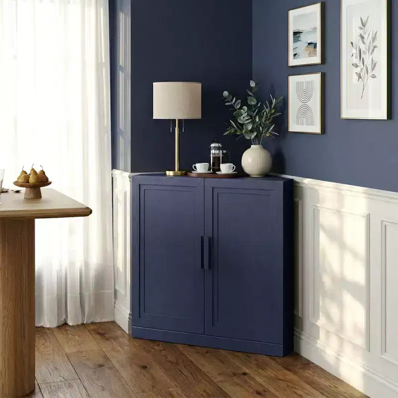 Mobile ad Angolo Dovelina con Ripiani Regolabili Credenza Buffet Vetrinetta Vino Mobile da Cucina e Sala da Pranzo con Ante in Legno - 31H x 31W, 36H x 31W