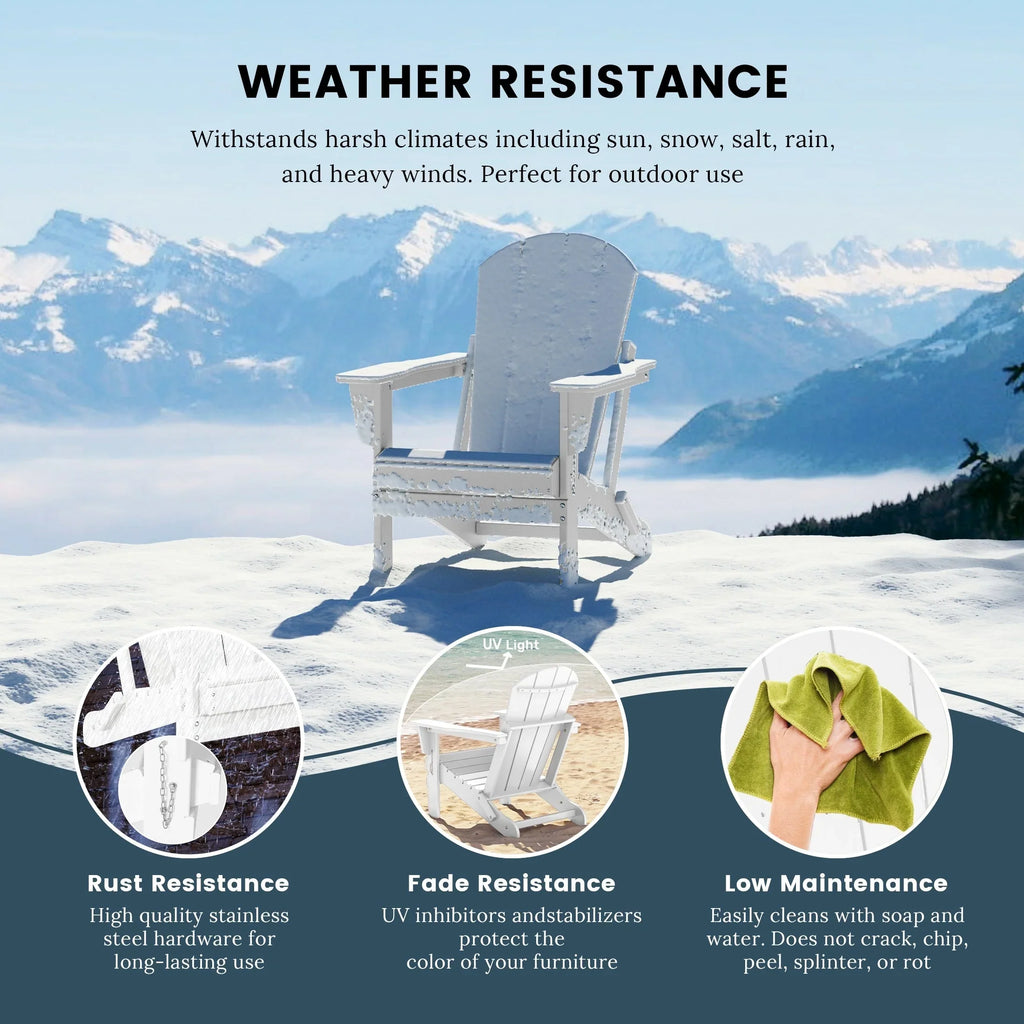 Polytrends Laguna Sedia Adirondack Pieghevole da Esterno per Patio Resistente allo Sbiadimento e alle Intemperie