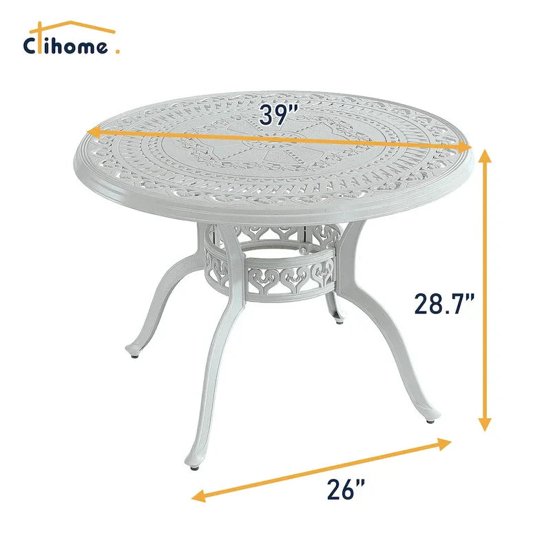 Set da pranzo da esterni in alluminio pressofuso da 5 pezzi con 4 sedie girevoli