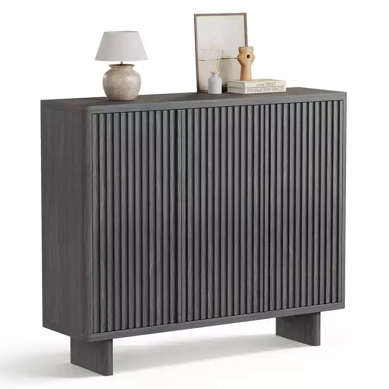 Meuble à chaussures Acekool 46 avec porte cannelée, meuble de rangement 5 niveaux, banc d'entrée rustique pour couloir, 41,5H