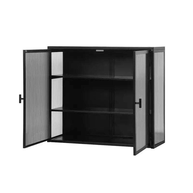Pensile Okak Modern a 2 ante con 3 ripiani e ante in vetro per ingresso/sala da pranzo/soggiorno/cucina