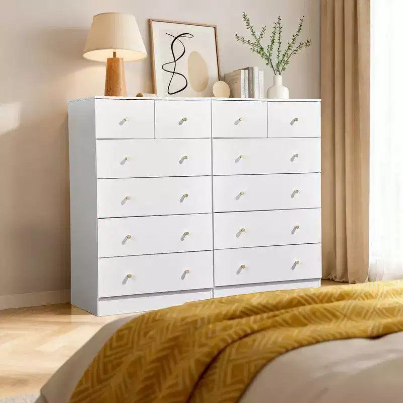 Karl Home Cassettiera Grande a 6 Cassetti per Camera da Letto e Comodino con Robusta Struttura Organizzatore Contenitore in Legno per Armadio, Bianco