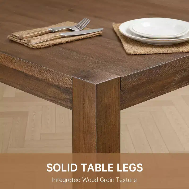 Set da Pranzo Moderno - Tavolo 80" + 6 Sedie Imbottite, Struttura in Legno Massello, Capacità Tavolo 400 libbre, Facile Montaggio