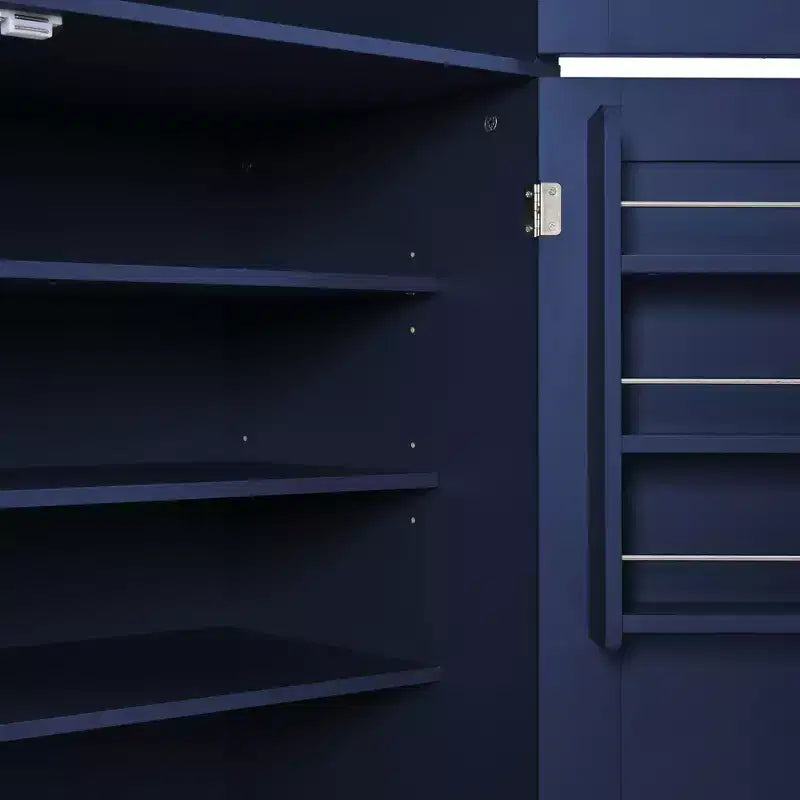 Dispensa Alta da Cucina con Prese di Corrente, Grande Credenza Autoportante con Supporto per Microonde, Cassetti, Scaffali, Portabottiglie e Ante con Ripiani