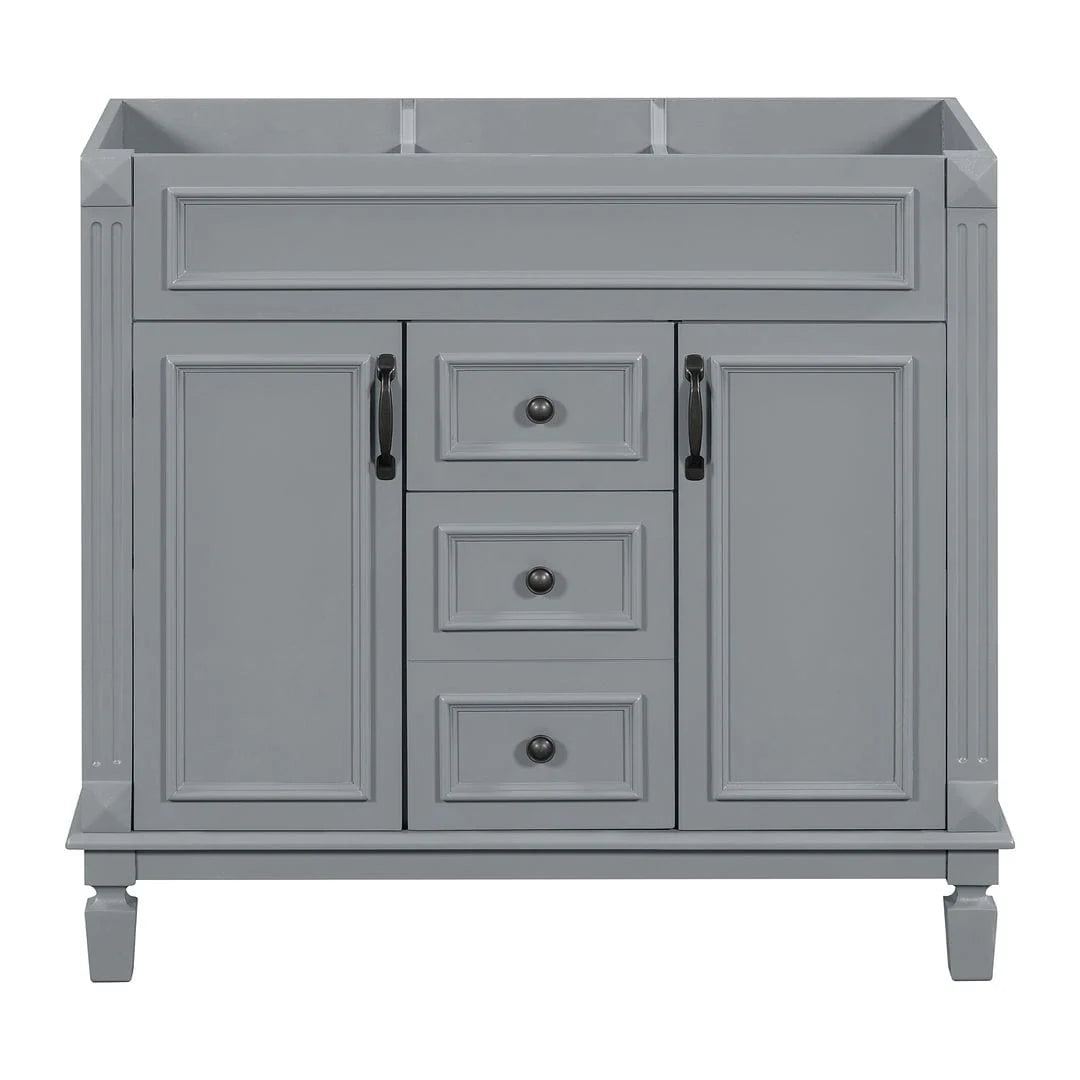 Meuble-lavabo de salle de bain moderne de 91 cm avec lavabo et armoire de toilette, 2 portes et 2 tiroirs